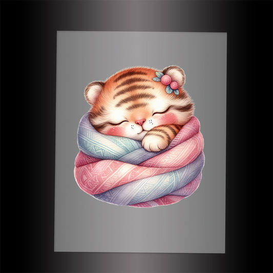 (DTF-1021) SLEEPING TIGER PINK - Garment Transfer