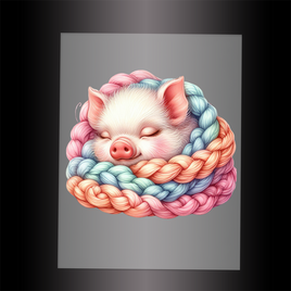 (DTF) SLEEPING PIG PINK - Garment Transfer
