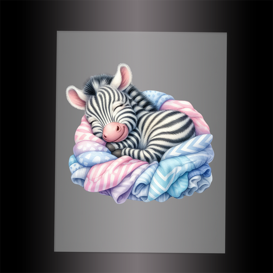 (DTF-1031) SLEEPING ZEBRA PINK - Garment Transfer