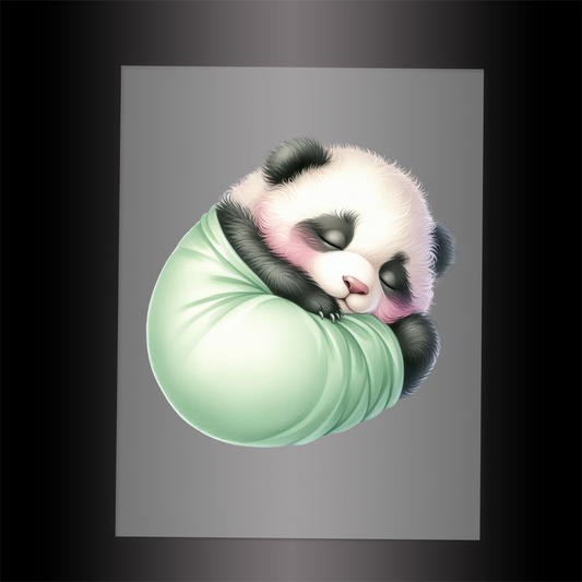 (DTF-1032) SLEEPING PANDA MINT - Garment Transfer