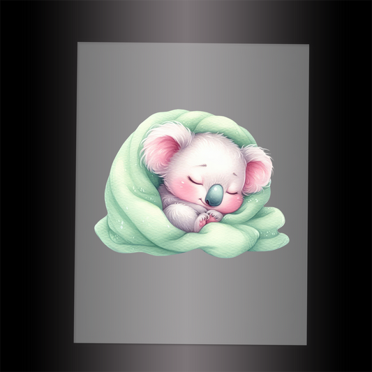 (DTF-1033) SLEEPING KOALA MINT - Garment Transfer