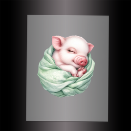 (DTF) SLEEPING PIG MINT - Garment Transfer