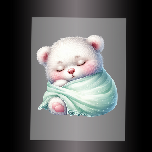 (DTF-1035) SLEEPING BEAR MINT - Garment Transfer