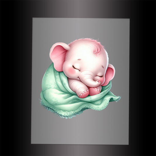 (DTF-1036) SLEEPING ELEPHANT MINT - Garment Transfer