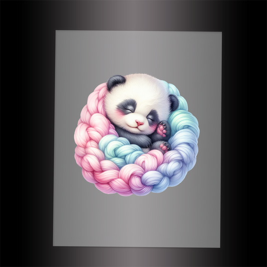 (DTF-1038) SLEEPING PANDA IN BLANKET - Garment Transfer