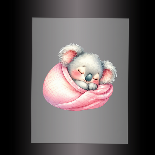 (DTF-1039) SLEEPING KOALA IN BLANKET - Garment Transfer