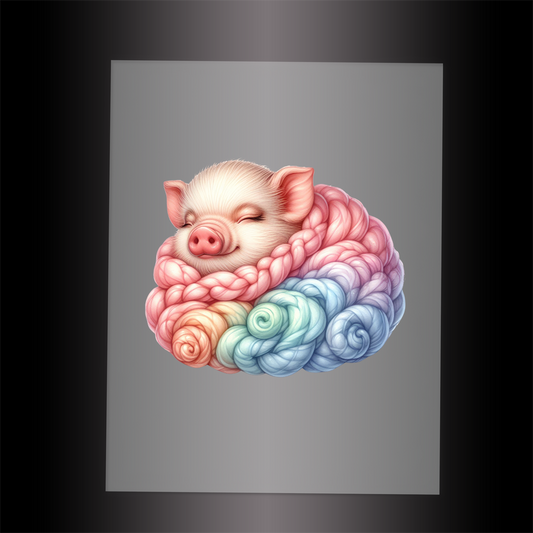 (DTF-1041) SLEEPING PIG IN BLANKET - Garment Transfer