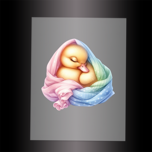 (DTF-1047) SLEEPING DUCK IN BLANKET - Garment Transfer
