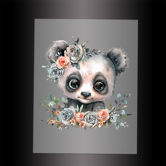 (DTF-1055) BABY PANDA FLORAL - Garment Transfer