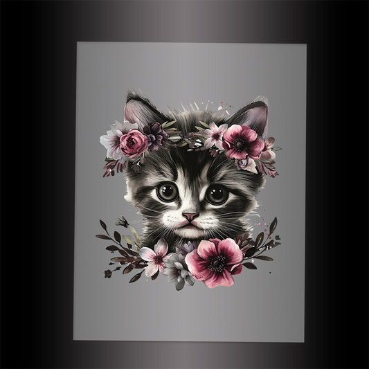 (DTF-1057) BABY KITTEN FLORAL - Garment Transfer