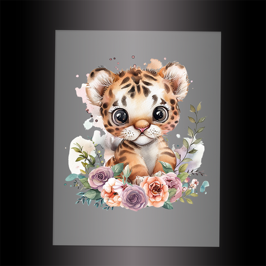 (DTF-1059) BABY TIGER FLORAL - Garment Transfer
