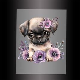 (DTF) BABY PUPPY FLORAL - Garment Transfer