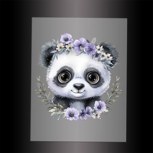 (DTF-1064) BABY PANDA FLORAL - Garment Transfer