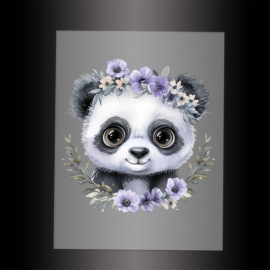 (DTF-1064) BABY PANDA FLORAL - Garment Transfer