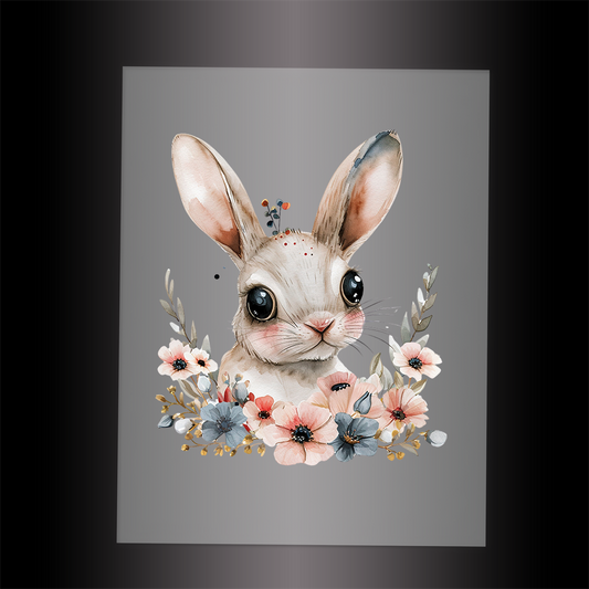 (DTF-1065) BABY BUNNY FLORAL - Garment Transfer