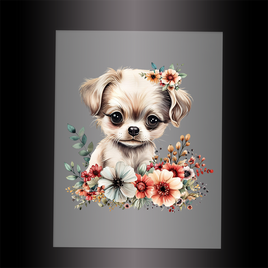 (DTF) BABY PUPPY FLORAL - Garment Transfer