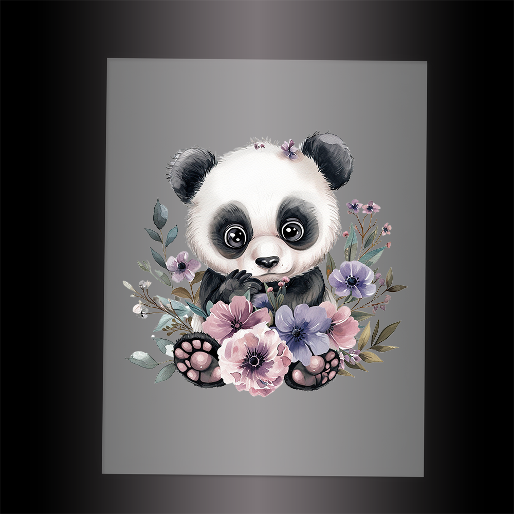 (DTF-1067) BABY PANDA FLORAL - Garment Transfer