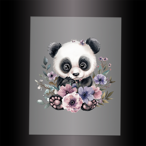 (DTF-1067) BABY PANDA FLORAL - Garment Transfer