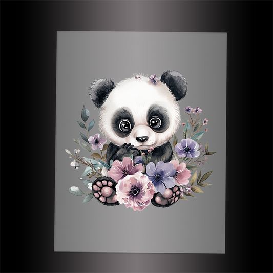 (DTF-1067) BABY PANDA FLORAL - Garment Transfer