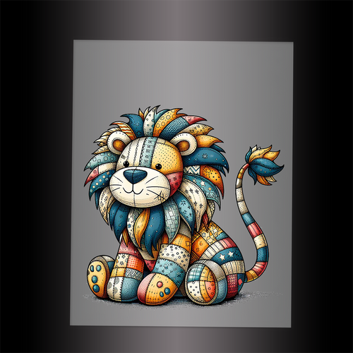 (DTF-1104) PATCHWORK LION - Garment Transfer