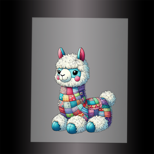 (DTF-1108) PATCHWORK LLAMA - Garment Transfer