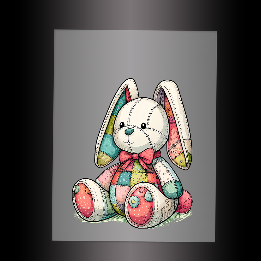 (DTF-1111) PATCHWORK BUNNY - Garment Transfer