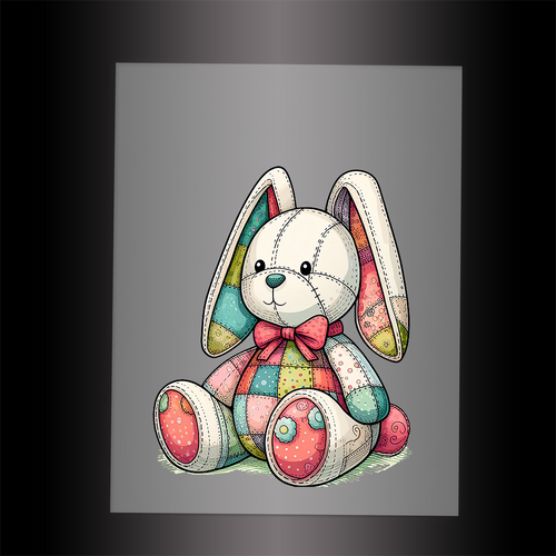 (DTF-1111) PATCHWORK BUNNY - Garment Transfer