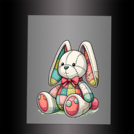 (DTF-1111) PATCHWORK BUNNY - Garment Transfer