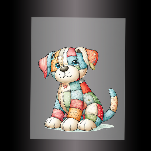 (DTF-1113) PATCHWORK DOG 1 - Garment Transfer