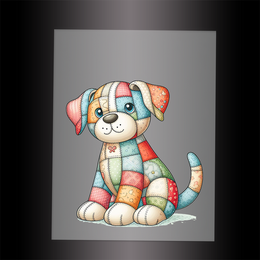 (DTF-1113) PATCHWORK DOG 1 - Garment Transfer