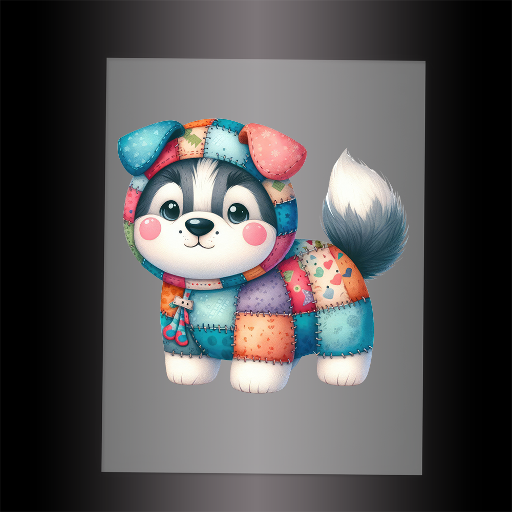 (DTF-1116) PATCHWORK DOG 4 - Garment Transfer