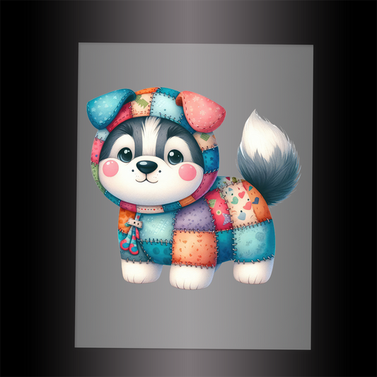 (DTF-1116) PATCHWORK DOG 4 - Garment Transfer