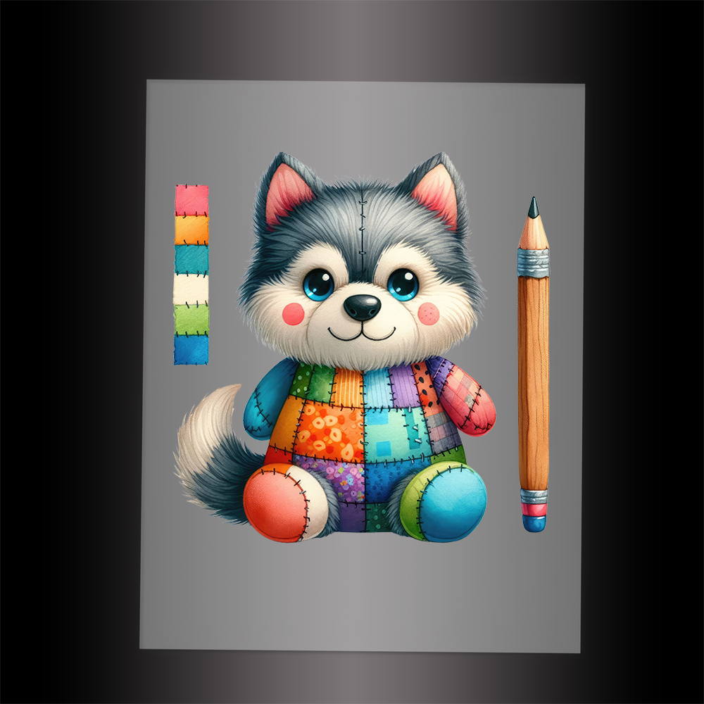 (DTF-1119) PATCHWORK DOG 7 - Garment Transfer