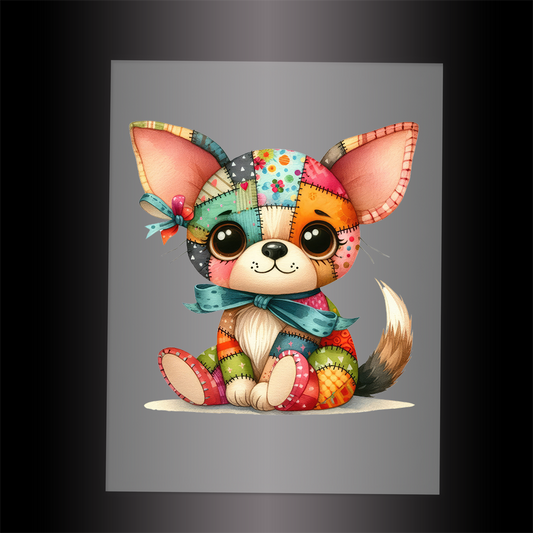 (DTF-1123) PATCHWORK DOG 10 - Garment Transfer