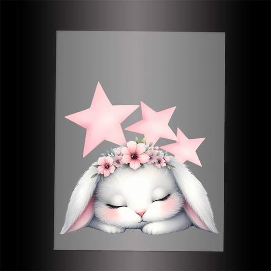 (DTF-1124) SLEEPING BUNNY PINK 1 - Garment Transfer