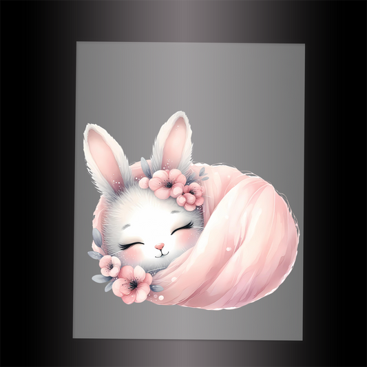 (DTF-1126) SLEEPING BUNNY PINK 3 - Garment Transfer