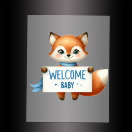 (DTF) FOX - WELCOME BABY BLUE - Garment Transfer