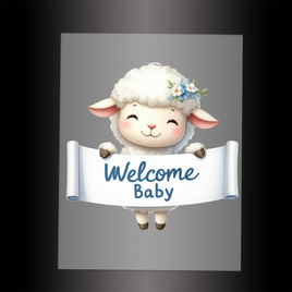 (DTF) LAMB - WELCOME BABY BLUE - Garment Transfer