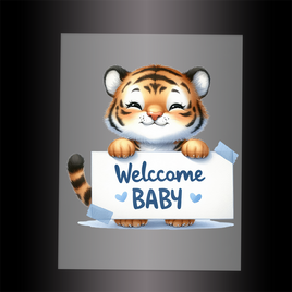 (DTF) TIGER - WELCOME BABY BLUE - Garment Transfer