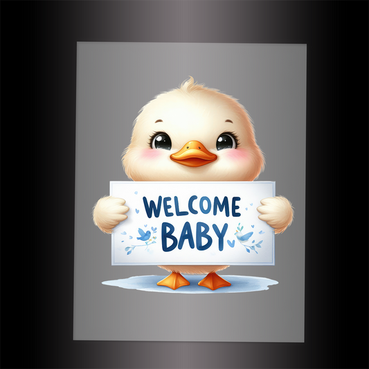(DTF-1136) DUCK - WELCOME BABY BLUE - Garment Transfer