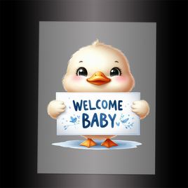 (DTF) DUCK - WELCOME BABY BLUE - Garment Transfer