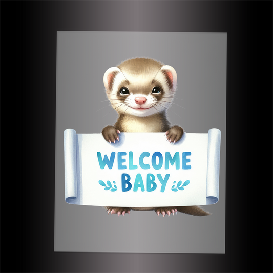 (DTF-1138) OTTER - WELCOME BABY BLUE - Garment Transfer