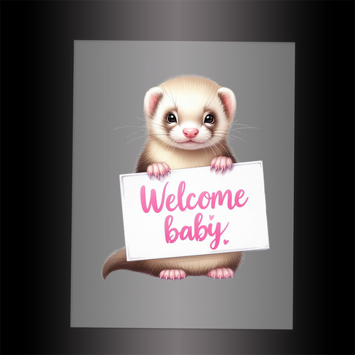 (DTF-1143) OTTER - WELCOME BABY PINK - Garment Transfer