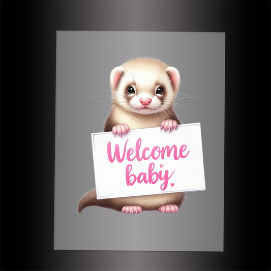 (DTF-1143) OTTER - WELCOME BABY PINK - Garment Transfer