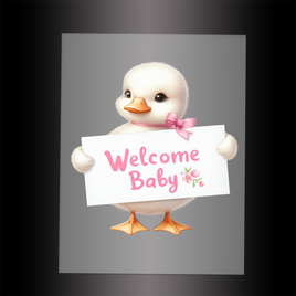 (DTF) DUCK - WELCOME BABY PINK - Garment Transfer