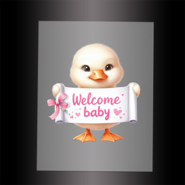 (DTF) DUCK - WELCOME BABY PINK - Garment Transfer