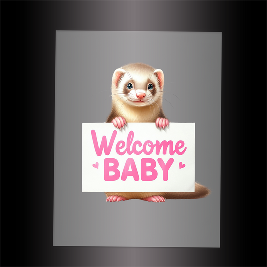 (DTF-1151) OTTER - WELCOME BABY PINK - Garment Transfer