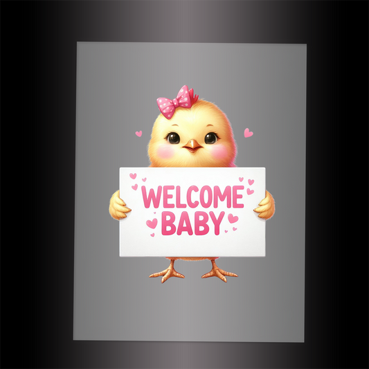 (DTF-1152) CHICK - WELCOME BABY PINK - Garment Transfer