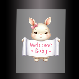 (DTF) BUNNY - WELCOME BABY PINK - Garment Transfer
