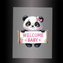 (DTF) PANDA - WELCOME BABY PINK - Garment Transfer